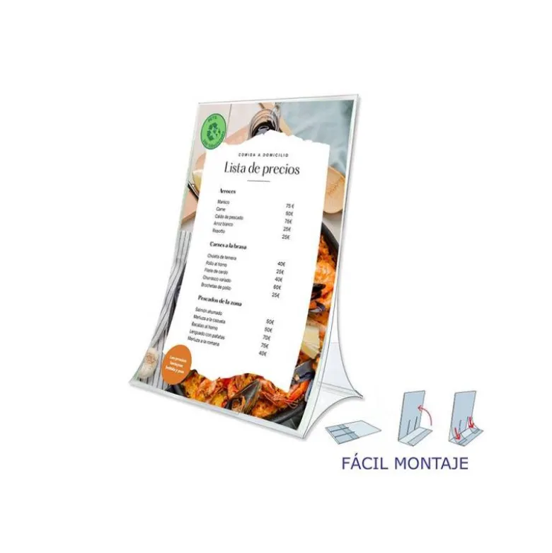 EXPOSITOR SOBREMESA ARCHIVO 2000 PLEGABLE PET 100% RECICLABLE DIN A5 VERTICAL TRANSPARENTE 90X150X210 MM