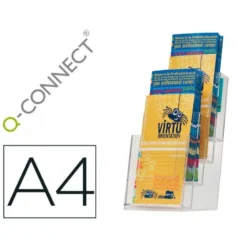 EXPOSITOR SOBREMESA Q-CONNECT METACRILATO 1/3 DIN A4 PARA TRIPTICOS 4 COMPARTIMENTOS 121X159X295 MM