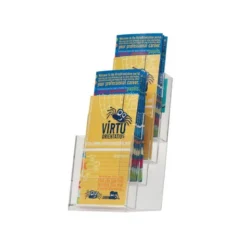 EXPOSITOR SOBREMESA Q-CONNECT METACRILATO 1/3 DIN A4 PARA TRIPTICOS 4 COMPARTIMENTOS 121X159X295 MM