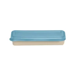 FIAMBRERA EXACOMPTA COLOR BEIG CON TAPA COLOR AZUL INCLUYE 3 CUBIERTOS REUTILIZABLES 205X65X40 MM