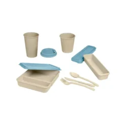 FIAMBRERA EXACOMPTA REUTILIZABLE 2 COMPARTIMENTOS COLOR BEIG CON TAPA COLOR AZUL BIODEGRADABLE 250X210X50