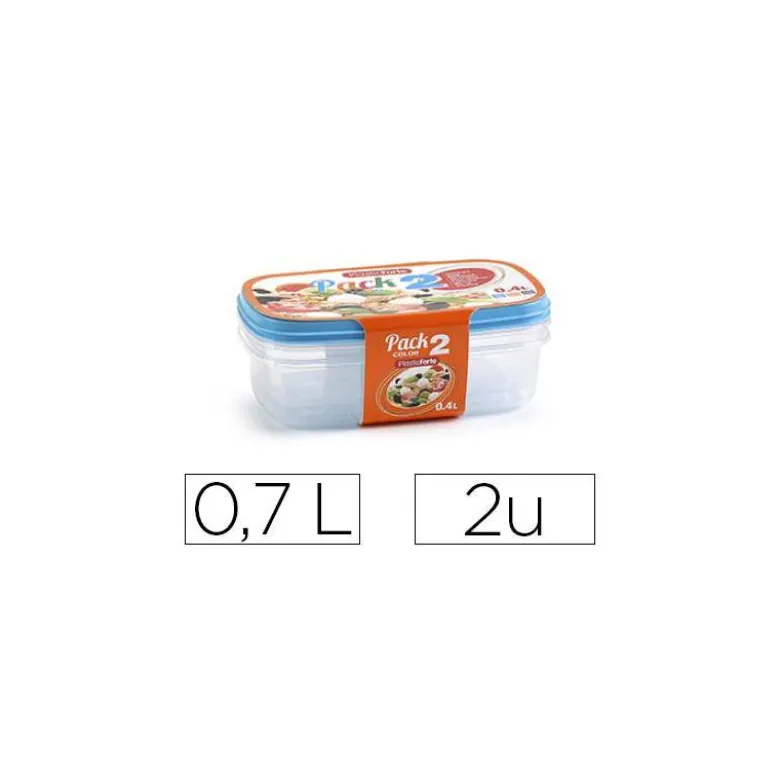 FIAMBRERA PLASTICFORTE TRANSPARENTE TAPA COLOR 0,7 LITROS PACK 2 UNIDADES