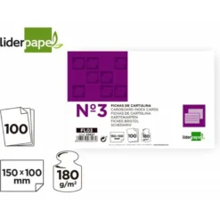 Ficha liderpapel lisa nº3 100x150mm paquete de 100 180g