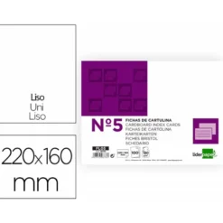 Ficha liderpapel lisa nº5 160x220mm paquete de 100 180g