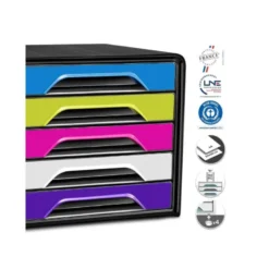 Fichero cajones CEP para 5 cajones color Multicolor/Negro Flashy