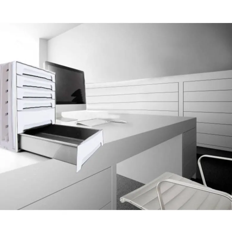 Fichero cajones de sobremesa q-connect 305x370x215 mm bandeja organizadora superior 5 cajones gris opaco