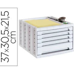 Fichero cajones de sobremesa q-connect 305x370x215 mm bandeja organizadora superior 5 cajones gris opaco