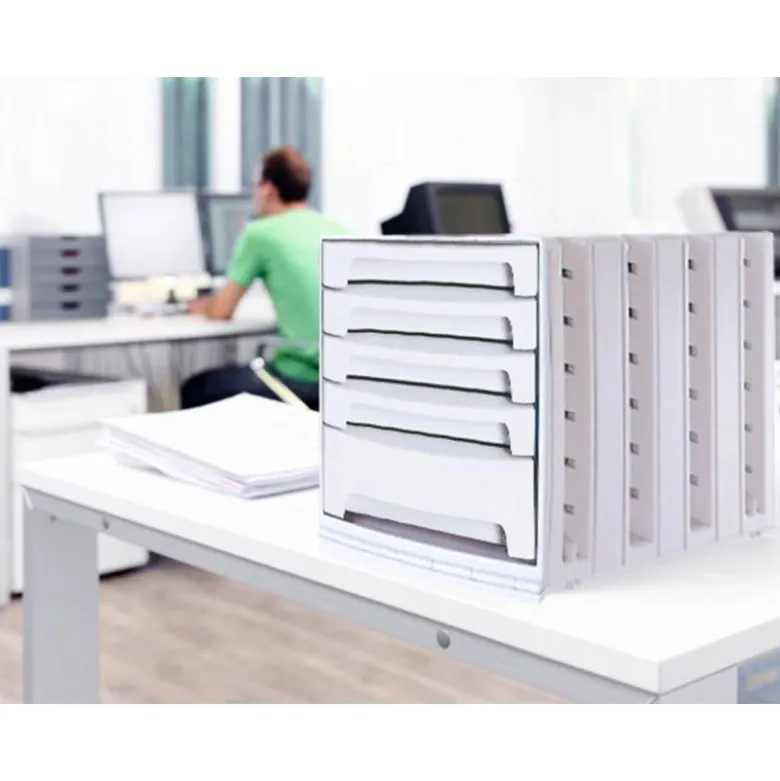 Fichero cajones de sobremesa q-connect 305x370x215 mm bandeja organizadora superior 5 cajones gris opaco