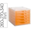 FICHERO CAJONES DE SOBREMESA ARCHIVO 2000 APILABLE 5 CAJONES NARANJA TRANSLUCIDO 260X270X340 MM