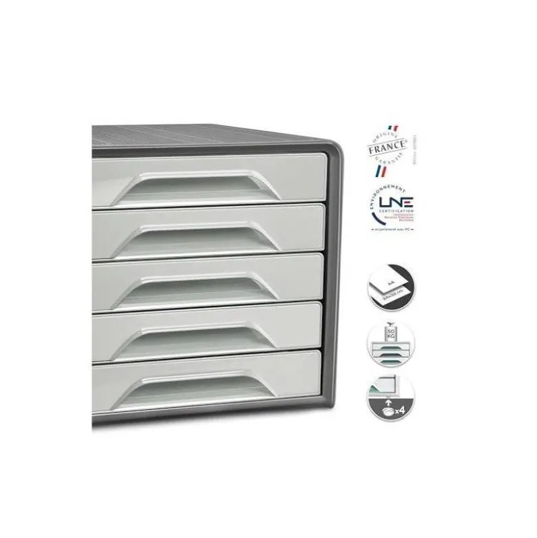 FICHERO CAJONES DE SOBREMESA CEP SMOOVE 5 CAJONES COLOR GRIS 288X360X270 MM