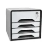 FICHERO CAJONES DE SOBREMESA CEP SMOOVE SECURE CON CERRADURA 4 CAJONES COLOR BLANCO/NEGRO 288X360X270 MM