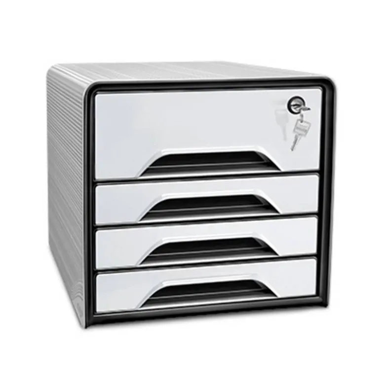 FICHERO CAJONES DE SOBREMESA CEP SMOOVE SECURE CON CERRADURA 4 CAJONES COLOR BLANCO/NEGRO 288X360X270 MM