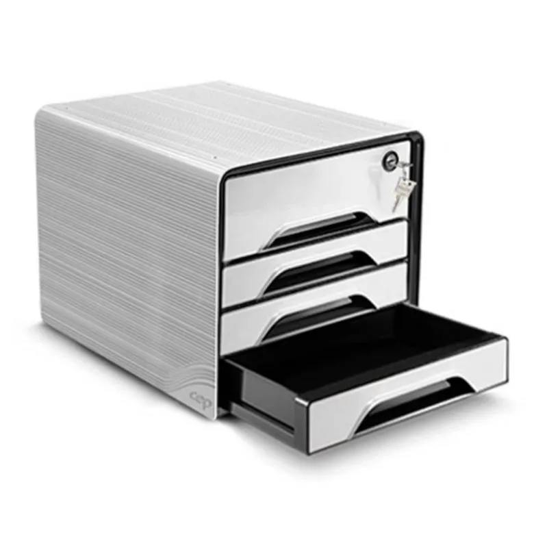 FICHERO CAJONES DE SOBREMESA CEP SMOOVE SECURE CON CERRADURA 4 CAJONES COLOR BLANCO/NEGRO 288X360X270 MM