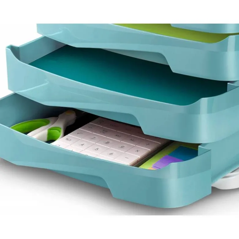 FICHERO CAJONES DE SOBREMESA CEP PROTECT ANTIBACTERIANO 4 CAJONES COLOR BLANCO/VERDE AGUA 292X386X246 MM