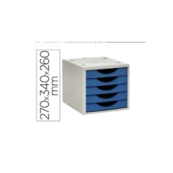 FICHERO CAJONES DE SOBREMESA Q-CONNECT 5 CAJONES COLOR AZUL OPACO 270X340X260 MM