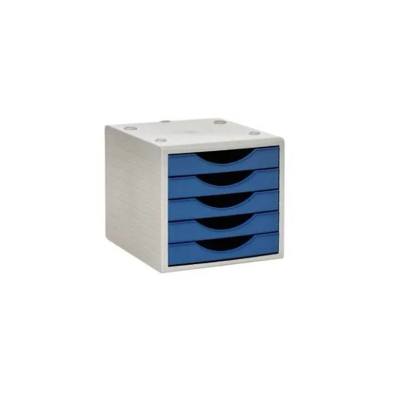 FICHERO CAJONES DE SOBREMESA Q-CONNECT 5 CAJONES COLOR AZUL OPACO 270X340X260 MM