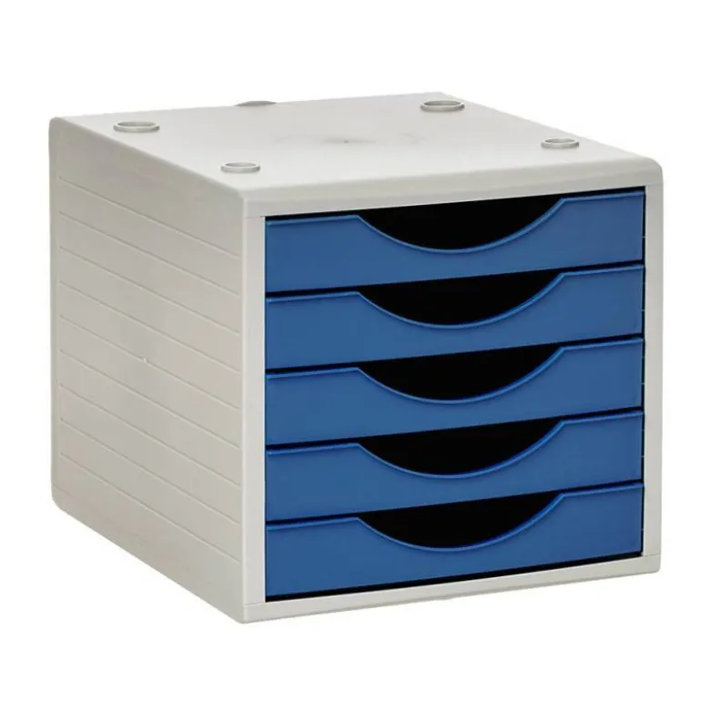 FICHERO CAJONES DE SOBREMESA Q-CONNECT 5 CAJONES COLOR AZUL OPACO 270X340X260 MM