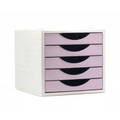 FICHERO CAJONES DE SOBREMESA Q-CONNECT 5 CAJONES COLOR ROSA PASTEL 270X340X260 MM