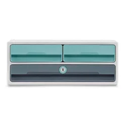 FICHERO CAJONES DE SOBREMESA CEP MOOV UP RECICLADO 80% CON CERRADURA 3 CAJONES COLOR AZUL/GRIS 275X369X146 MM