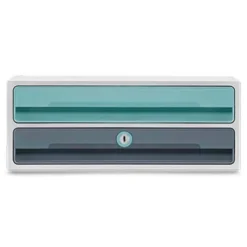 FICHERO CAJONES DE SOBREMESA CEP MOOV UP RECICLADO 80% CON CERRADURA 2 CAJONES COLOR AZUL/GRIS 275X369X146 MM