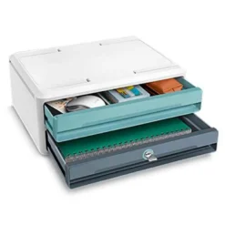 FICHERO CAJONES DE SOBREMESA CEP MOOV UP RECICLADO 80% CON CERRADURA 2 CAJONES COLOR AZUL/GRIS 275X369X146 MM