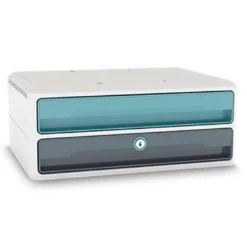 FICHERO CAJONES DE SOBREMESA CEP MOOV UP RECICLADO 80% CON CERRADURA 2 CAJONES COLOR AZUL/GRIS 275X369X146 MM