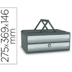 FICHERO CAJONES DE SOBREMESA CEP MOOV UP RECICLADO 80% CON CERRADURA RECICLADO 80% 2 CAJONES COLOR GRIS