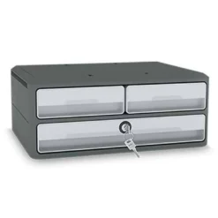 FICHERO CAJONES DE SOBREMESA CEP MOOV UP RECICLADO 80% CON CERRADURA RECICLADO 80% 3 CAJONES COLOR GRIS