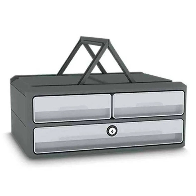 FICHERO CAJONES DE SOBREMESA CEP MOOV UP RECICLADO 80% CON CERRADURA RECICLADO 80% 3 CAJONES COLOR GRIS