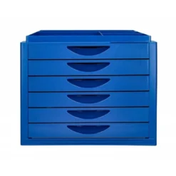 FICHERO CAJONES DE SOBREMESA Q-CONNECT BANDEJA ORGANIZADORA SUPERIOR 6 CAJONES COLOR AZUL OPACO