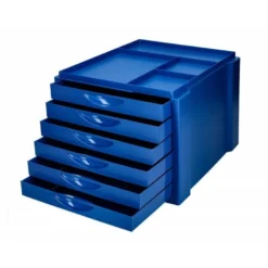 FICHERO CAJONES DE SOBREMESA Q-CONNECT BANDEJA ORGANIZADORA SUPERIOR 6 CAJONES COLOR AZUL OPACO