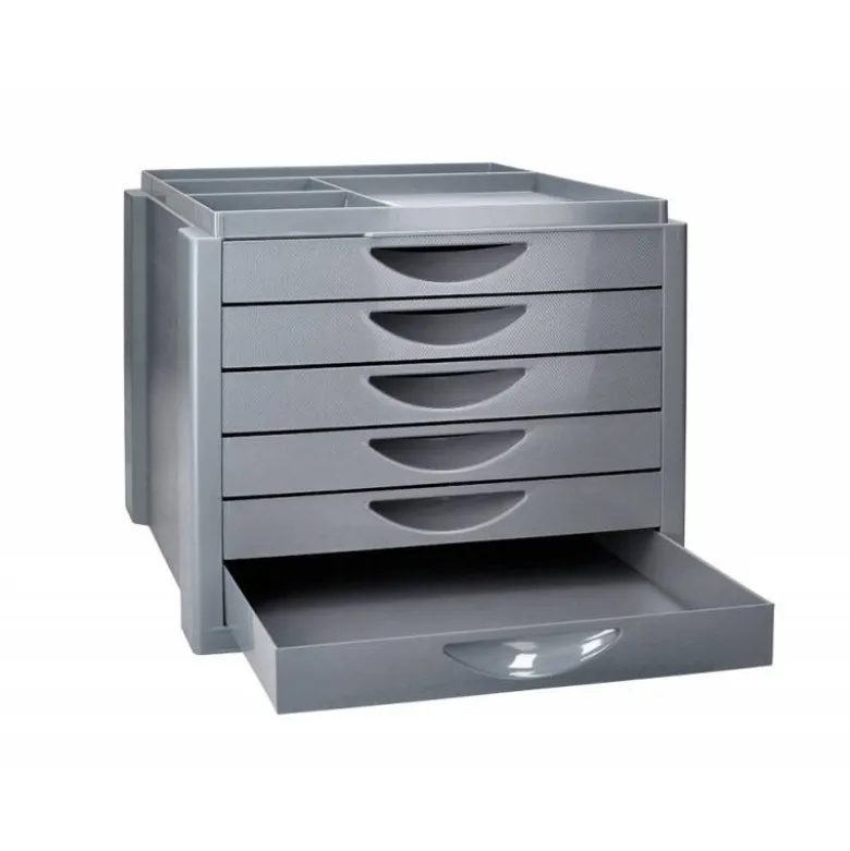 FICHERO CAJONES DE SOBREMESA Q-CONNECT BANDEJA ORGANIZADORA SUPERIOR 6 CAJONES COLOR GRIS OPACO