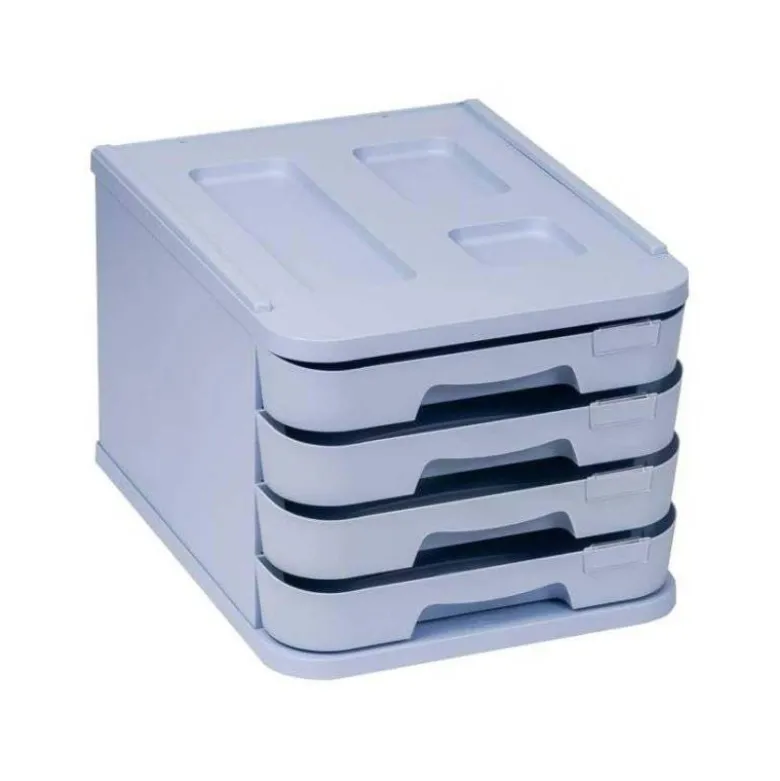 FICHERO CAJONES DE SOBREMESA FAIBO PLASTICO 100% RECICLABLE 4 CAJONES AZUL PASTEL 28,5X37,5X23 CM