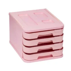 FICHERO CAJONES DE SOBREMESA FAIBO PLASTICO 100% RECICLABLE 4 CAJONES ROSA PASTEL 28,5X37,5X23 CM