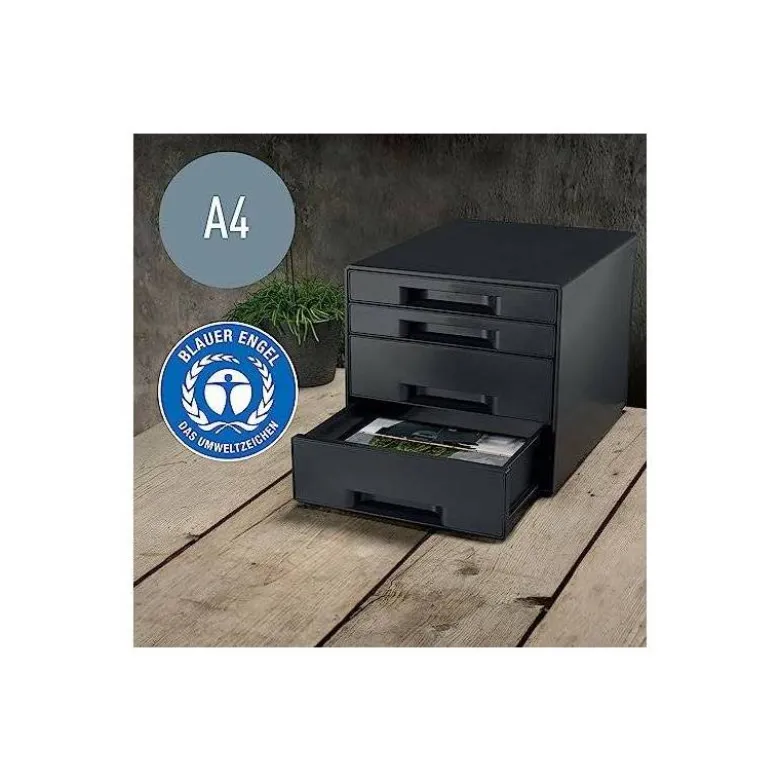 FICHERO CAJONES DE SOBREMESA LEITZ RECYCLE 4 CAJONES COLOR NEGRO 287X270X363 MM
