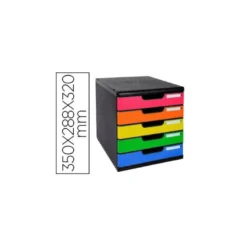 Fichero cajones sobremesa Exacompta Iderama Arlequin 5 cajones multicolores 350x288x320 mm.