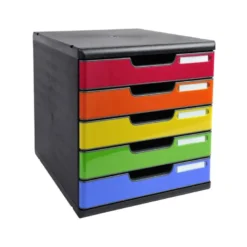 Fichero cajones sobremesa Exacompta Iderama Arlequin 5 cajones multicolores 350x288x320 mm.