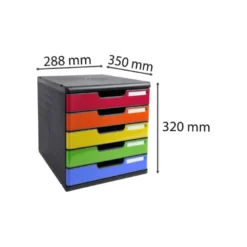 Fichero cajones sobremesa Exacompta Iderama Arlequin 5 cajones multicolores 350x288x320 mm.