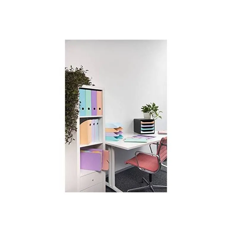 FICHERO DE CAJONES SOBREMESA EXACOMPTA BIG-BOX AQUAREL NEGRO 4 CAJONES COLORES PASTEL GLOSSY