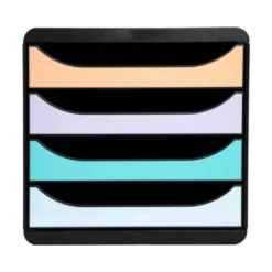 FICHERO DE CAJONES SOBREMESA EXACOMPTA BIG-BOX AQUAREL NEGRO 4 CAJONES COLORES PASTEL GLOSSY