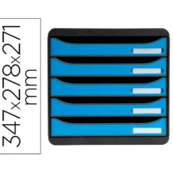 FICHERO DE CAJONES SOBREMESA EXACOMPTA BIG-BOX CLEAN SAFE 5 CAJONES AZUL