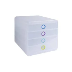 FICHERO DE CAJONES SOBREMESA EXACOMPTA POP BOX TRANSLUCIDO 4 CAJONES MULTICOLOR
