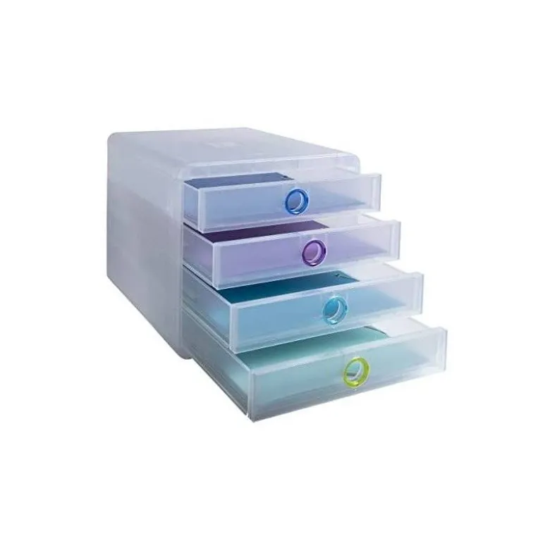 FICHERO DE CAJONES SOBREMESA EXACOMPTA POP BOX TRANSLUCIDO 4 CAJONES MULTICOLOR