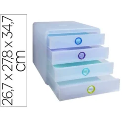 FICHERO DE CAJONES SOBREMESA EXACOMPTA POP BOX TRANSLUCIDO 4 CAJONES MULTICOLOR