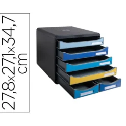 FICHERO DE CAJONES SOBREMESA EXACOMPTA BIG BOX MAXI BEE BLUE 6 CAJONES COLORES SURTIDOS
