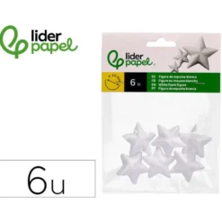 FIGURA DE ESPUMA BLANCA LIDERPAPEL ESTRELLA DE 4 CM BOLSA CON 6 UNIDADES