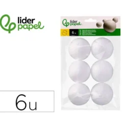 FIGURA DE ESPUMA BLANCA LIDERPAPEL BOLA DE 7 CM BOLSA CON 6 UNIDADES