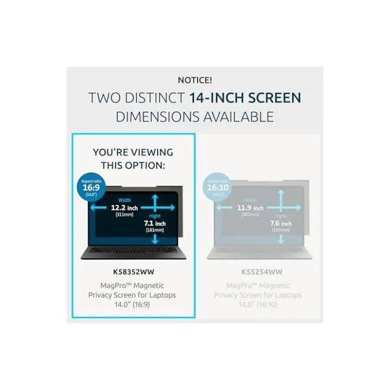 FILTRO PARA PANTALLA KENSINGTON MAGPRO MAGNETICO PRIVACIDAD PARA PORTATIL 14" (16:9) 180,8X311 MM
