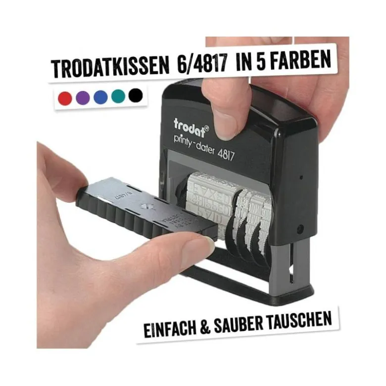 Formulario Trodat con fechador. 12 textos entintaje automatico 4 mm.