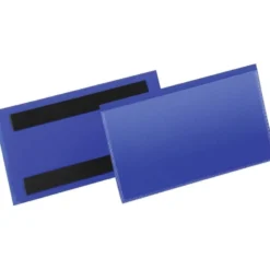 FUNDA DURABLE MAGNETICA 100X38 MM PLASTICO AZUL VENTANA TRANSPARENTE PACK DE 50 UNIDADES